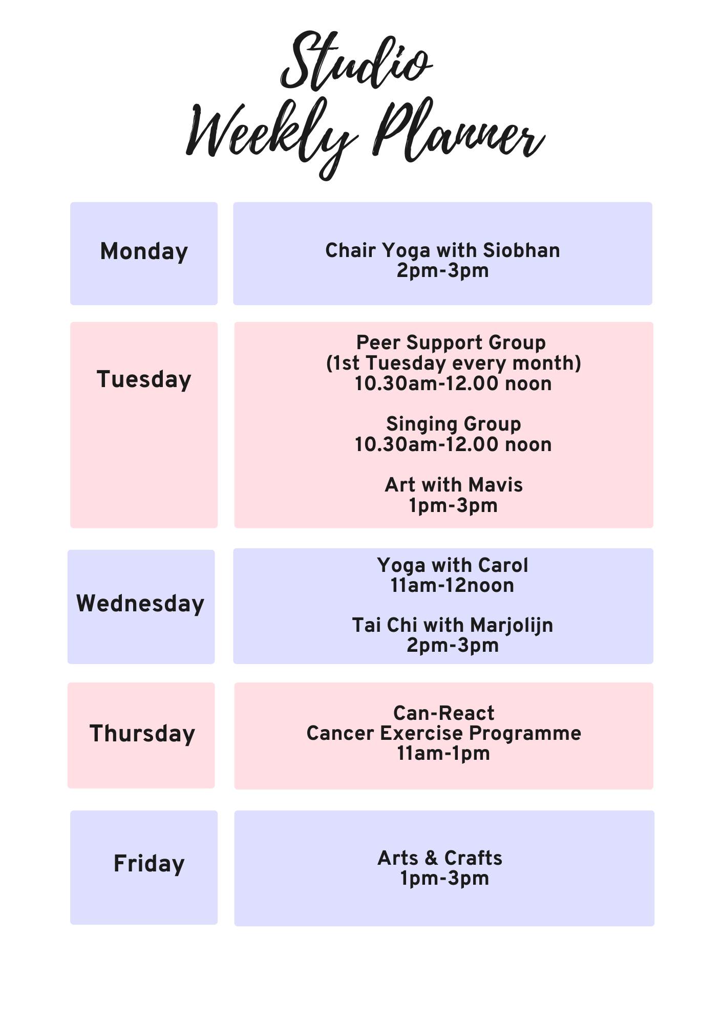Studio Weekly Planner (A5)